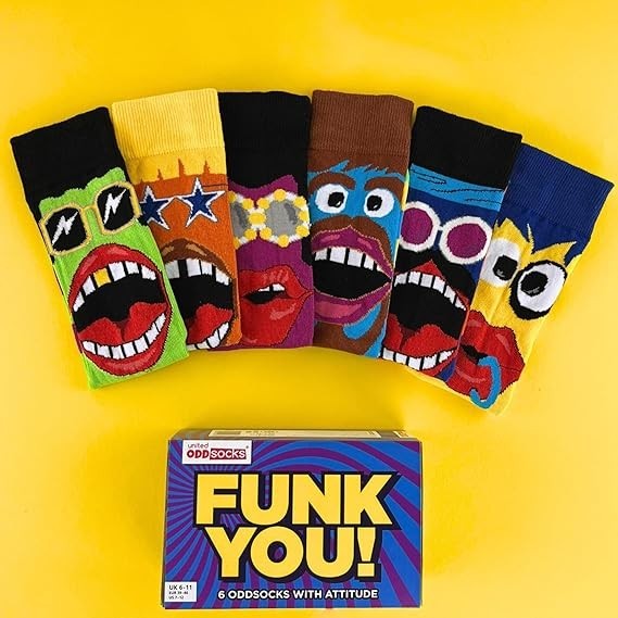 MENS UNITED ODDSOCKS FUNK YOU SOCKS FOR MEN UK 6 - 11  NOVELY GIFT BOXED