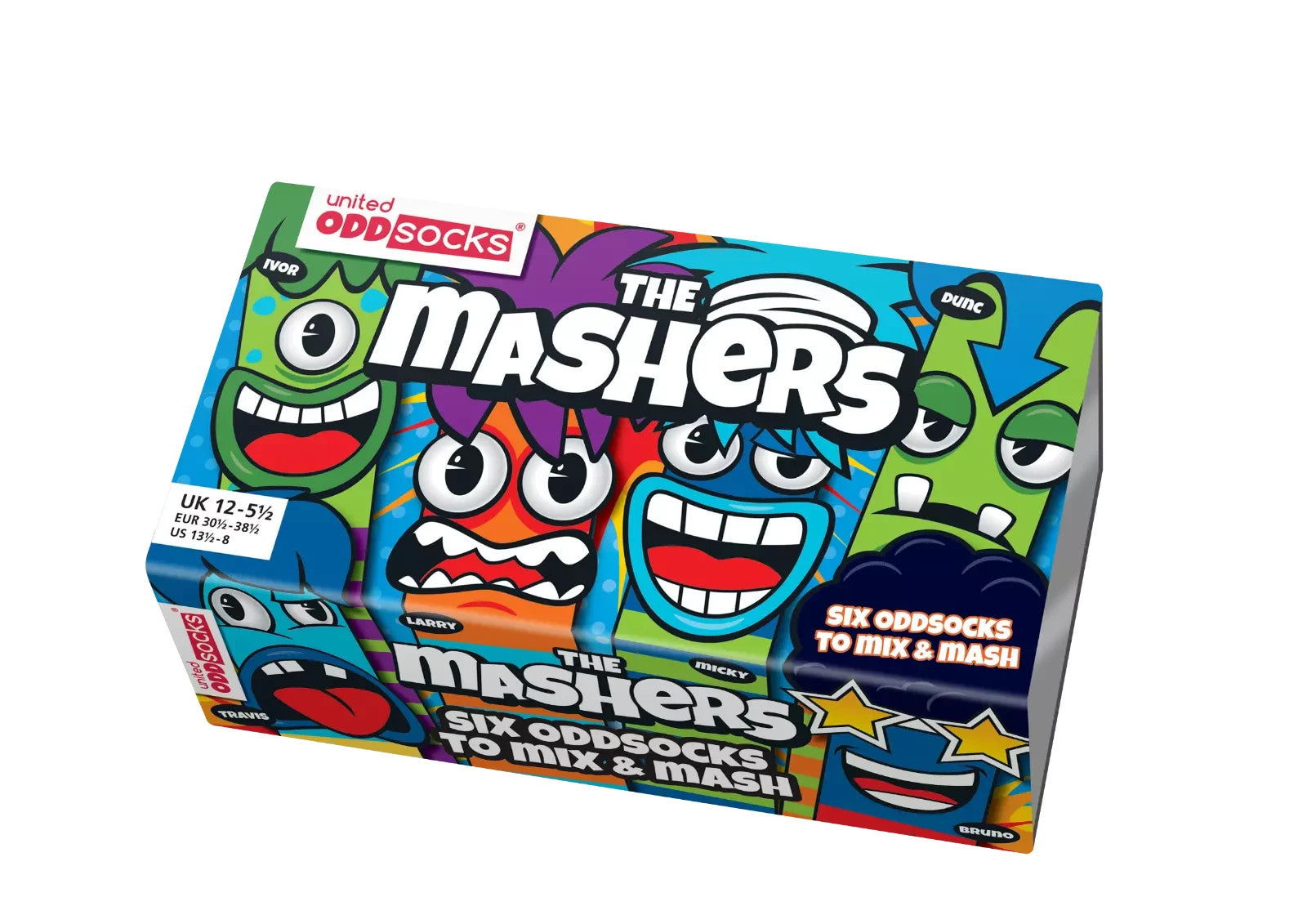 United Oddsocks The Mashers Six Monster Faced Odd Socks - Pack of 6