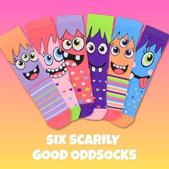 United Oddsocks Miss Mashers Mismatched Set Of 6 Girls UK 12-5.5 Odd Socks Gift