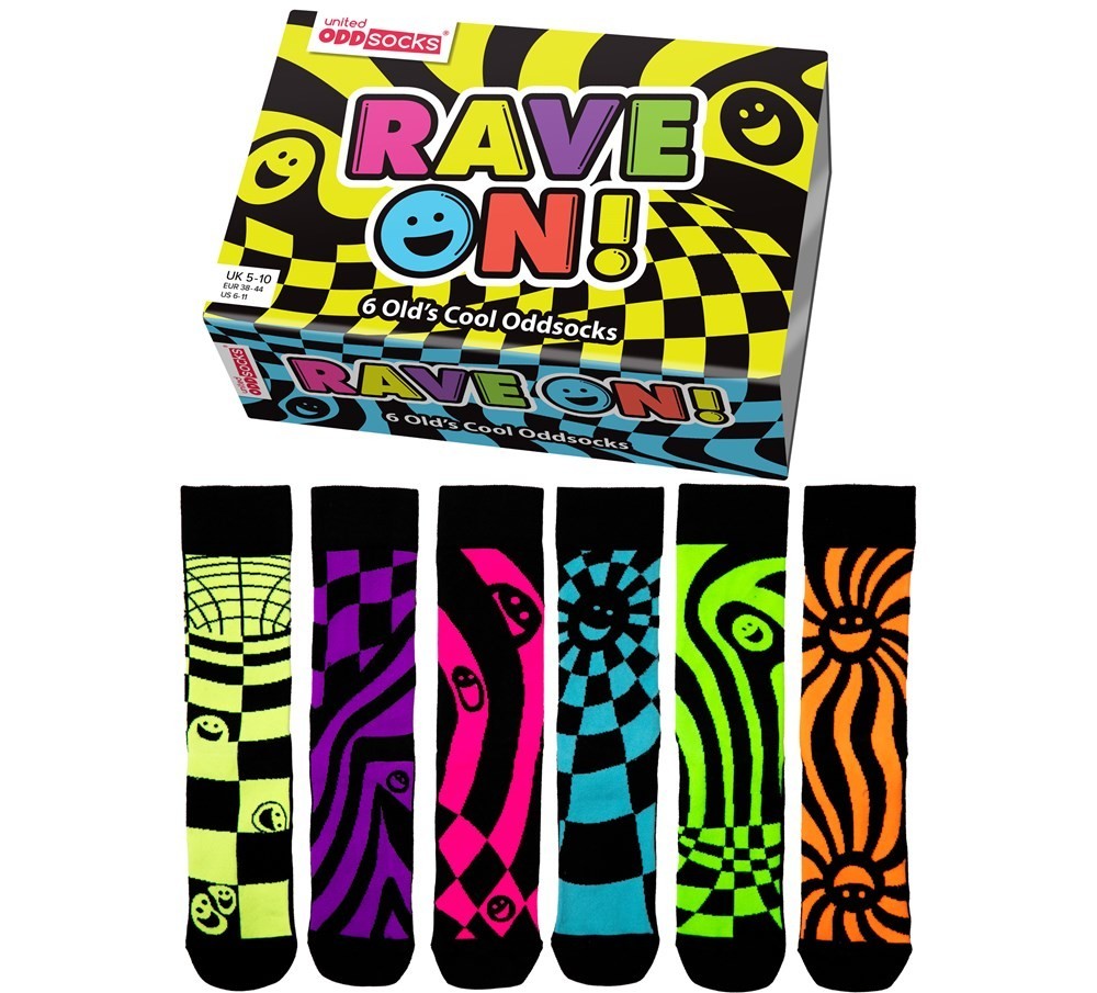 United Oddsocks Rave On Old's Cool Gift Boxed Socks Unique Christmas Gift Idea