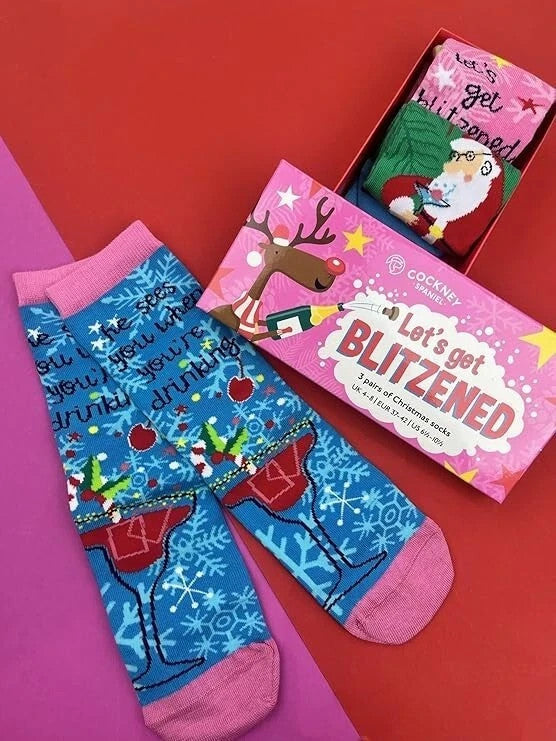COCKNEY SPANIEL LET'S GET BLITZENED SOCKS