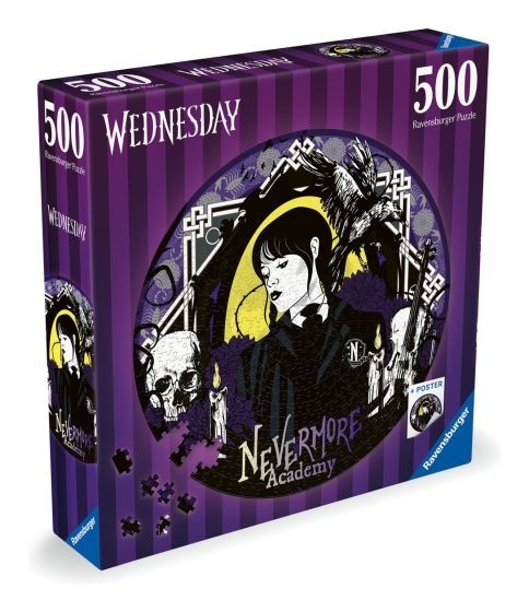 Ravensburger 17573 WEDNESDAY Nevermore Academy 500 Piece Circular Jigsaw Puzzle