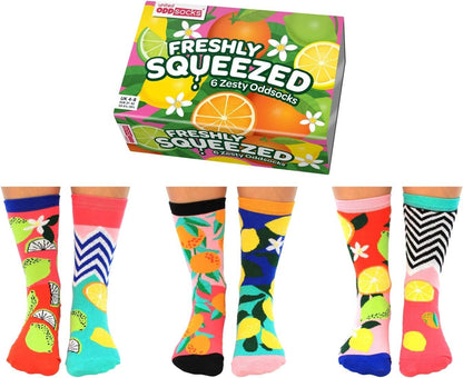 United Oddsocks Freshly Squeezed 6 Juicy Fruit Themed Socks - Cristmas Gift Idea
