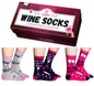 Cockney Spaniel - 3 Pairs of WINE O'CLOCK SOCKS - Socks in a Gift Box - UK 4-8