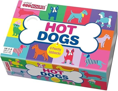 UNITED ODDSOCKS HOT DOG  SIX DOG ODD SOCKS FOR LADIES UK 4 - 8 GIFT IDEA