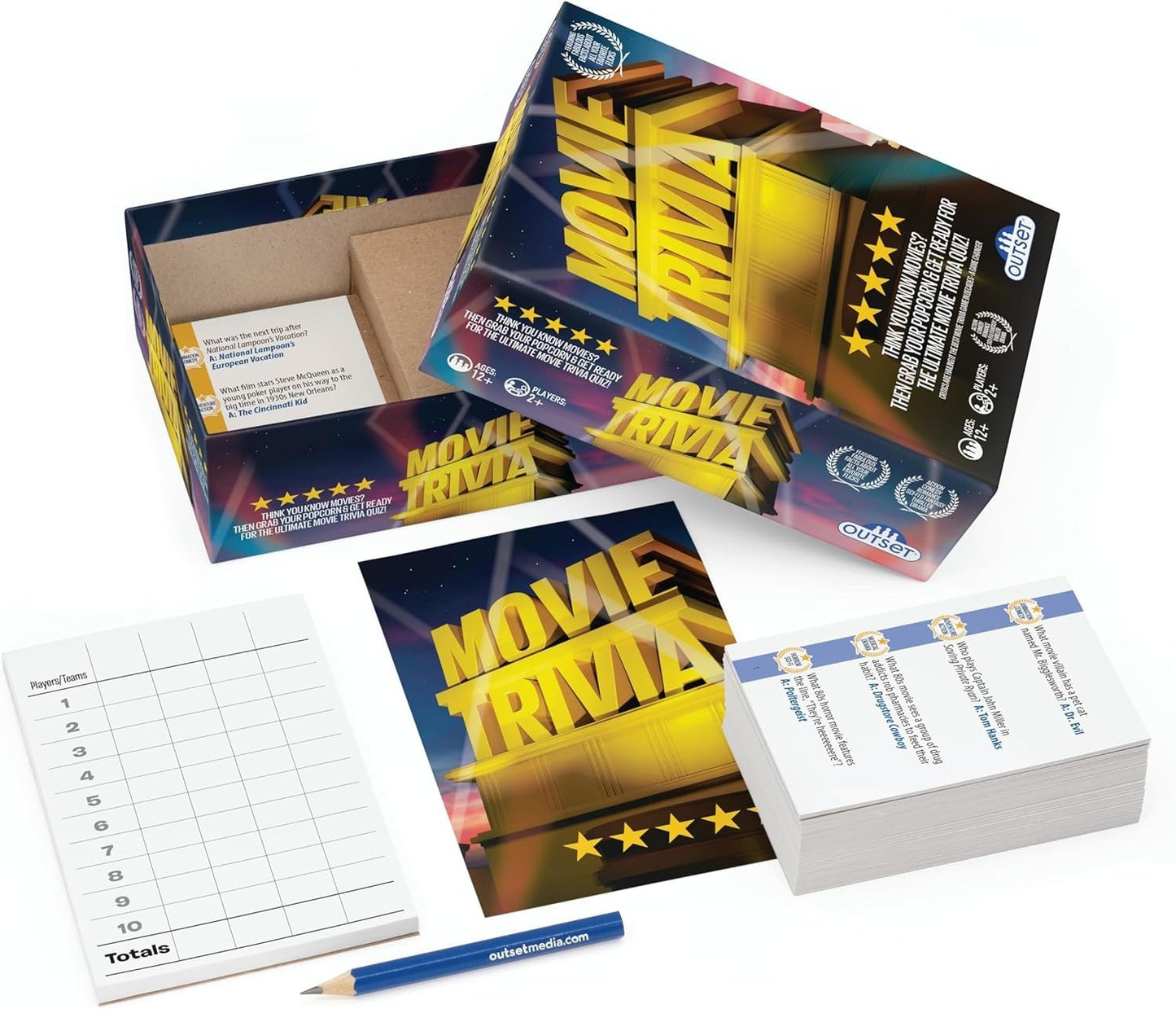 Outset Media Movie Trivia Quiz Game | 800 Movie Themed Quiz Questions