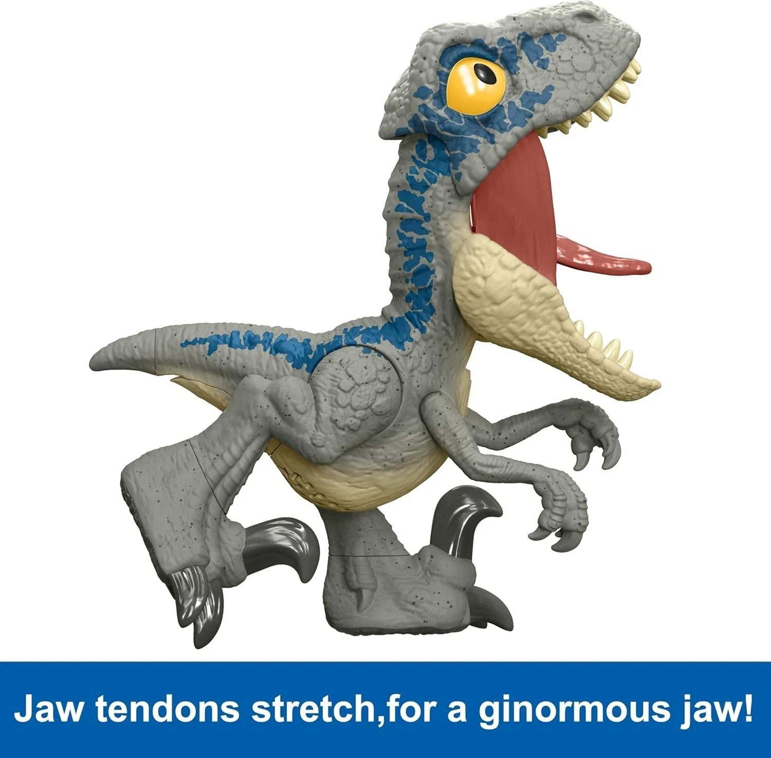 Mattel Jurassic World Mega Roar Velociraptor 'Blue' Sound & Stretchable Jaw