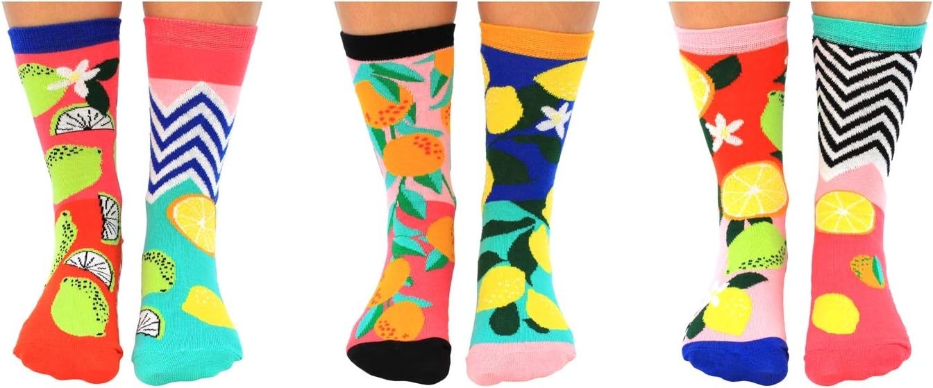 United Oddsocks Freshly Squeezed 6 Juicy Fruit Themed Socks - Cristmas Gift Idea