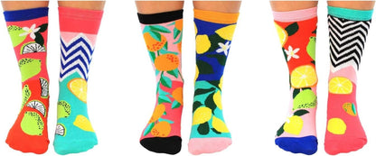United Oddsocks Freshly Squeezed 6 Juicy Fruit Themed Socks - Cristmas Gift Idea