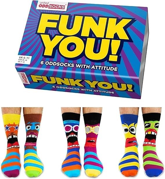 MENS UNITED ODDSOCKS FUNK YOU SOCKS FOR MEN UK 6 - 11  NOVELY GIFT BOXED