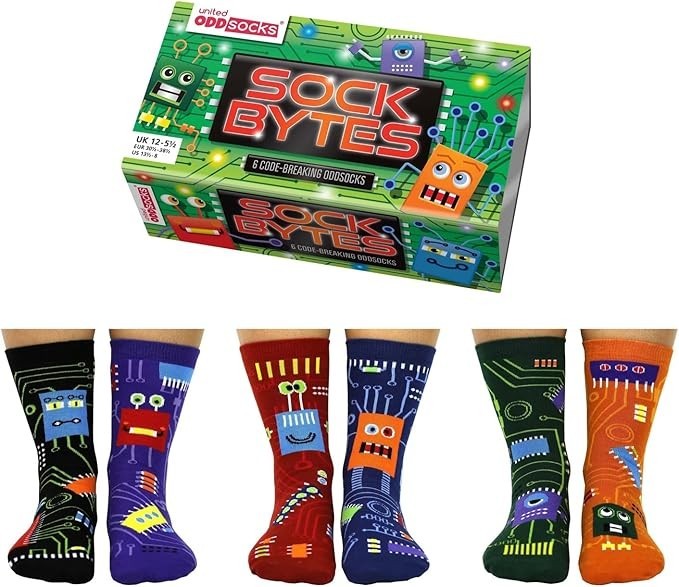 United Oddsocks Sock Bytes Children's Socks Christmas Stocking Filler Idea