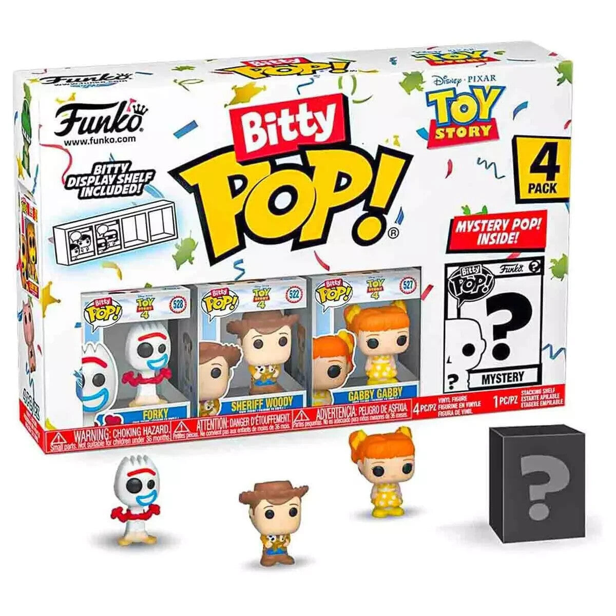 Toy Story Bitty POP Funko Figures 4-Pack - Forky, Woody, Gabby Gabby & Mystery