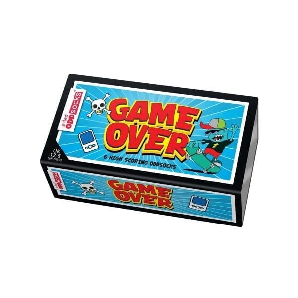 United Oddsocks Game over - Box of 6 Oddsocks, UK 12-6 / EUR 30.5-39 US 1 (NEW!)