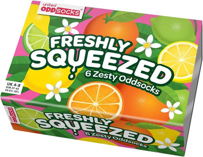 United Oddsocks Freshly Squeezed 6 Juicy Fruit Themed Socks - Cristmas Gift Idea