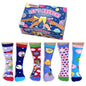 United Oddsocks LET'S BRUNCH 6 Odd Socks Gift Box-Ladies Size 4-8