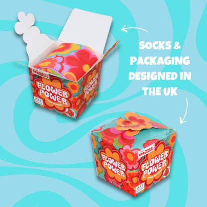 United Oddsocks Flower Power Gift Box, 4 Funky Floral Odd Socks for Women