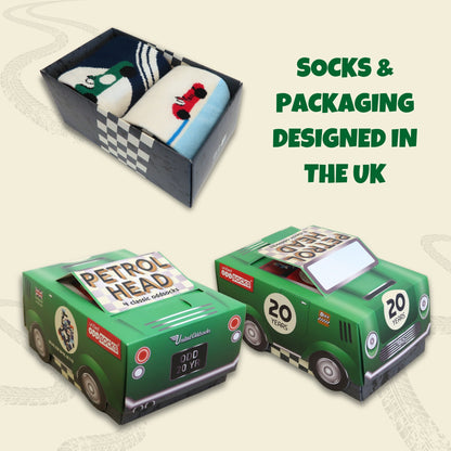 United Oddsocks Classic Petrol Heads Odd Socks Gift Box - Mens Size 6-11