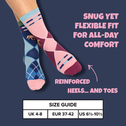 United Oddsocks SADDLE UP, 6 Horsey Odd Socks Gift Box-Ladies Size 4-8