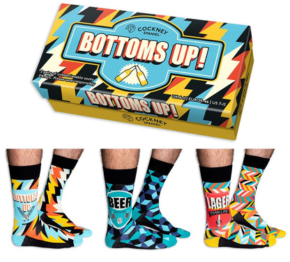 Beer Themed Men's Socks Gift Set - Bottoms Up by Cockney Spaniel