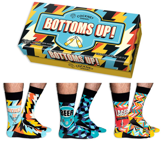 Beer Themed Men's Socks Gift Set - Bottoms Up by Cockney Spaniel