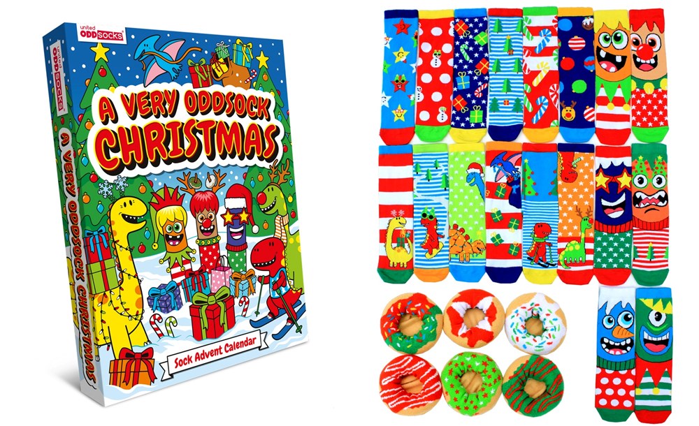United Oddsocks 24 Days Kids Christmas Advent Calendar Box 24 Socks