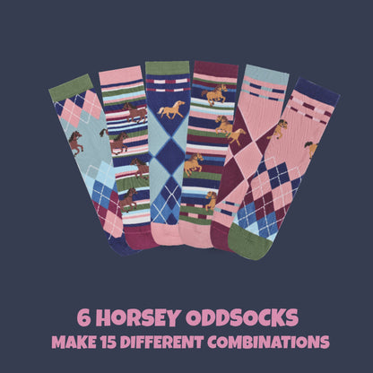 United Oddsocks SADDLE UP, 6 Horsey Odd Socks Gift Box-Ladies Size 4-8
