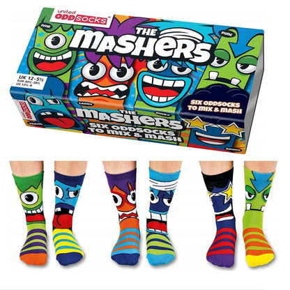 United Oddsocks The Mashers Six Monster Faced Odd Socks - Pack of 6