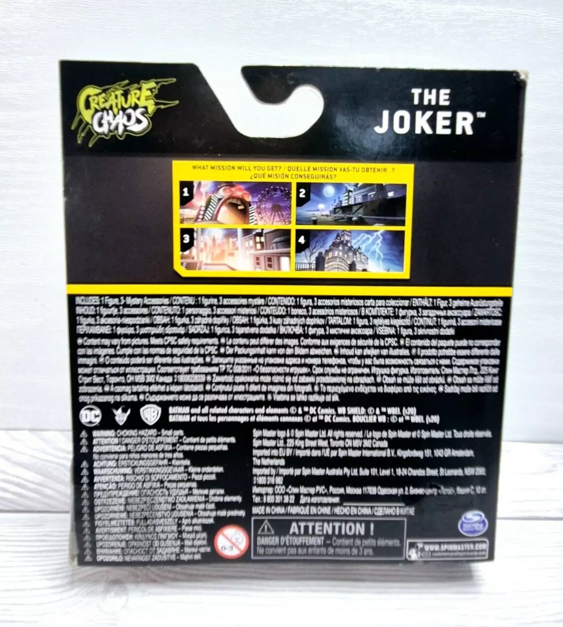 DC BATMAN, 4-Inch The Joker Action Figure with 3 Mystery Accessories